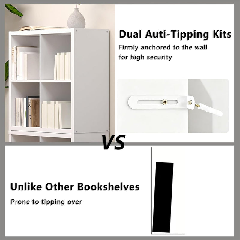 Wooden Thick Frame 6 Cube Storage Organiser Shelf