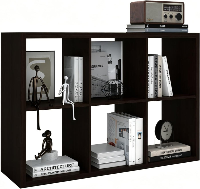 Wooden Thick Frame 6 Cube Storage Organiser Shelf