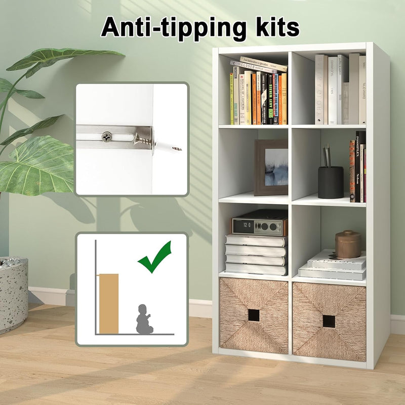 Wooden Thick Frame 6 Cube Storage Organiser Shelf