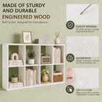 Wooden Thick Frame 6 Cube Storage Organiser Shelf