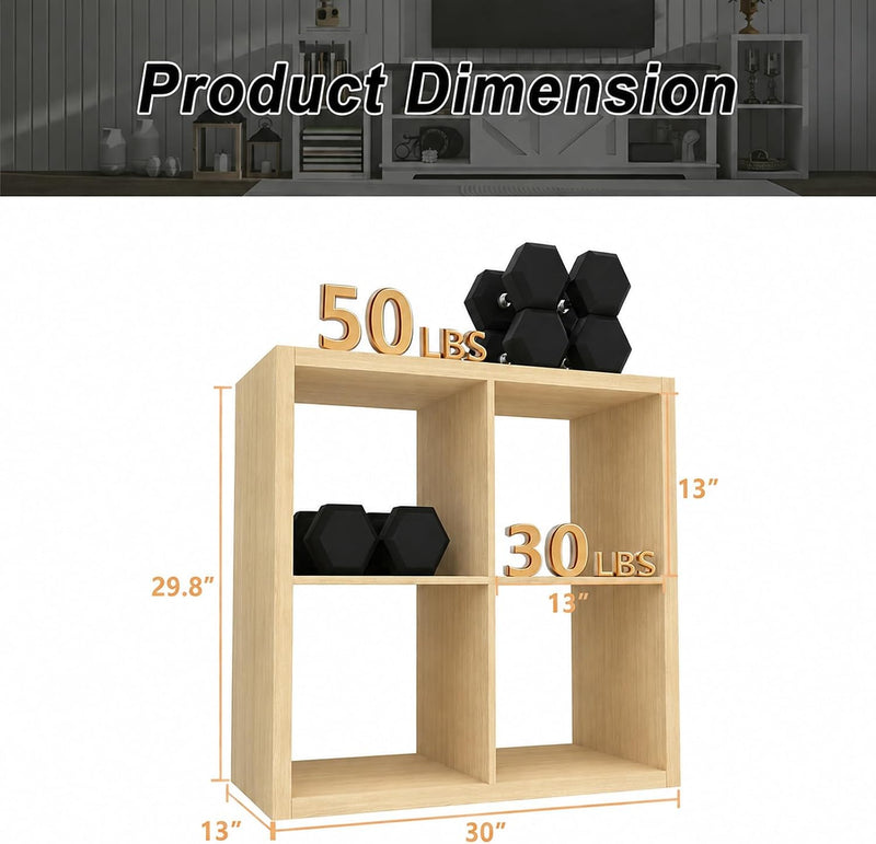 Wooden Thick Frame 6 Cube Storage Organiser Shelf