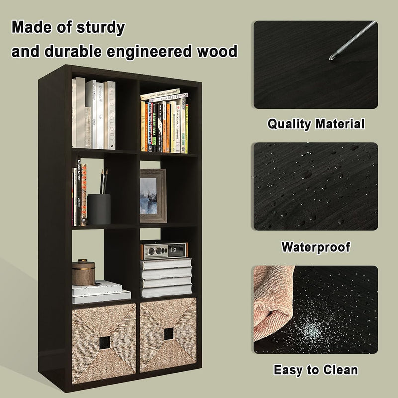 Wooden Thick Frame 6 Cube Storage Organiser Shelf