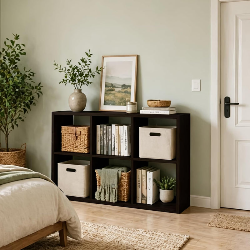 Wooden Thick Frame 6 Cube Storage Organiser Shelf