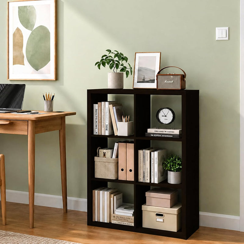 Wooden Thick Frame 6 Cube Storage Organiser Shelf
