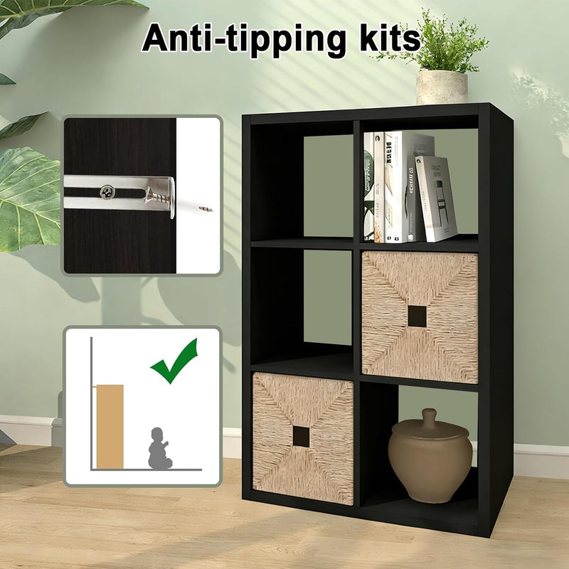 Wooden Thick Frame 6 Cube Storage Organiser Shelf