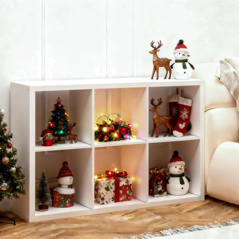 Wooden Thick Frame 6 Cube Storage Organiser Shelf