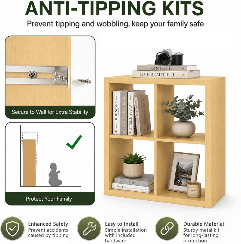 Wooden Thick Frame 6 Cube Storage Organiser Shelf