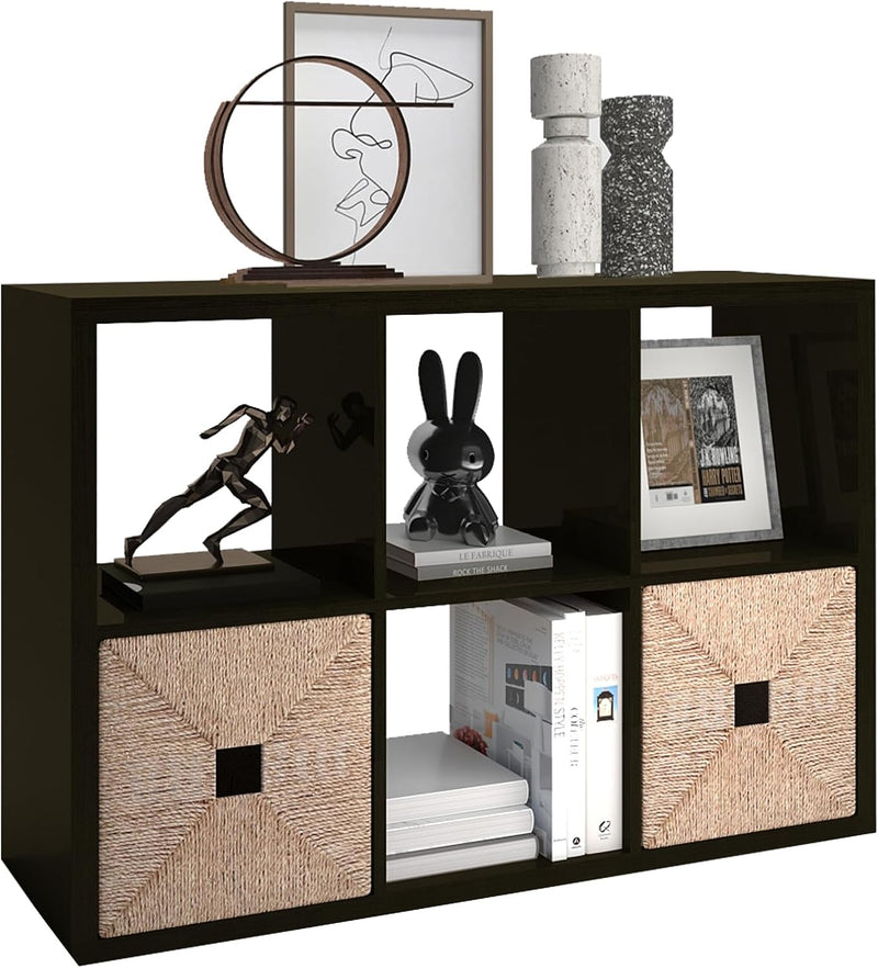 Wooden Thick Frame 6 Cube Storage Organiser Shelf