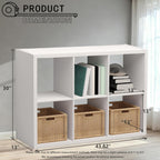Wooden Thick Frame 6 Cube Storage Organiser Shelf