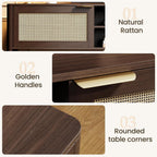 Wooden TV Stand Cabinet 147CM Rattan Unit