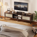 Wooden TV Stand Cabinet Rattan Unit