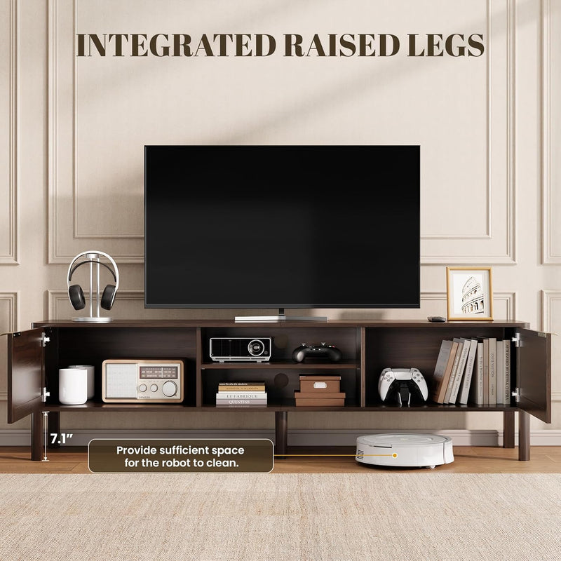 Wooden TV Stand Cabinet Rattan Unit