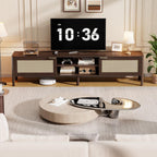 Wooden TV Stand Cabinet Rattan Unit
