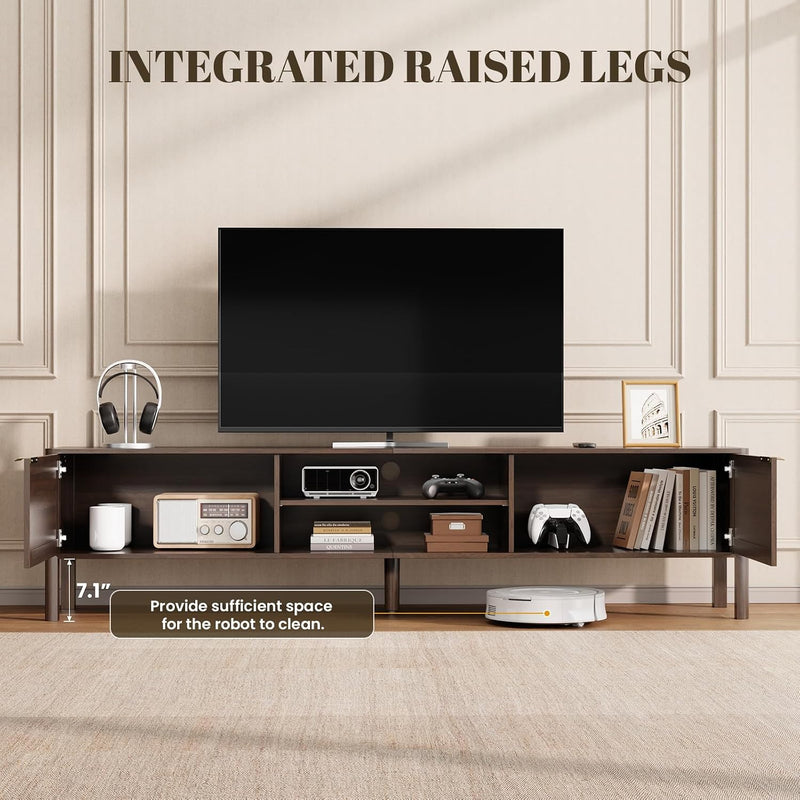 Wooden TV Stand Cabinet Rattan Unit