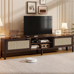 Wooden TV Stand Cabinet Rattan Unit