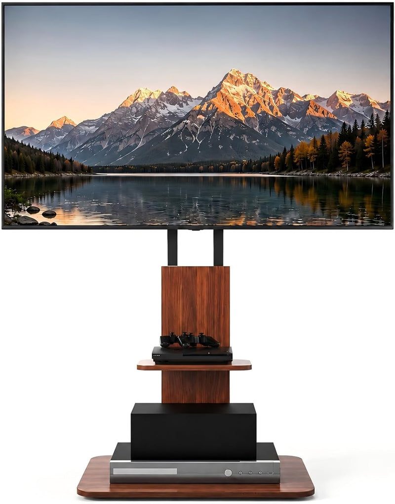 Wooden TV Stand with 2 Shelves for 32–65