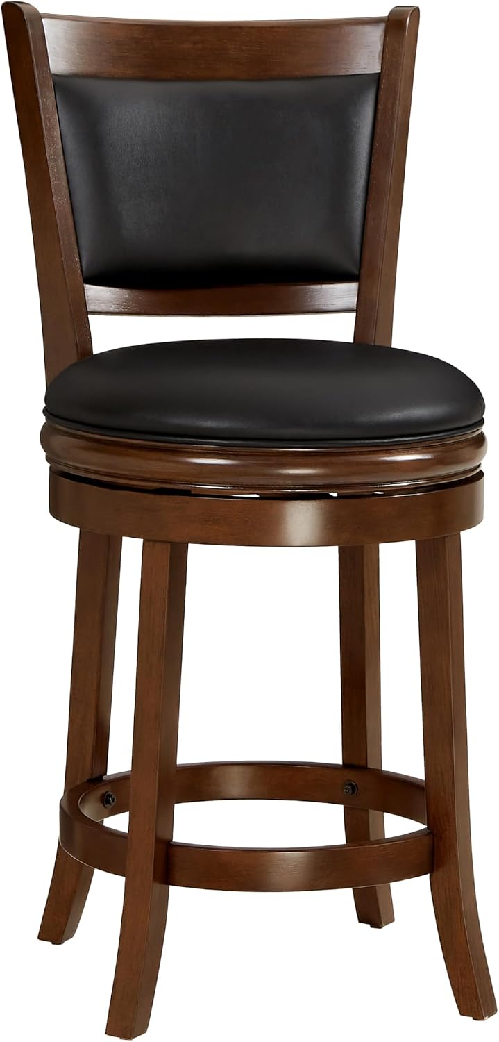 Woven Counter Stool Kitchen Height Barstool Backrest Wooden