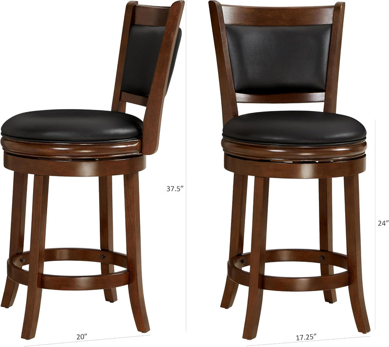 Woven Counter Stool Kitchen Height Barstool Backrest Wooden