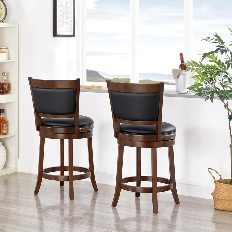 Woven Counter Stool Kitchen Height Barstool Backrest Wooden