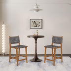 Woven Counter Stool Kitchen Height Barstool Backrest Wooden