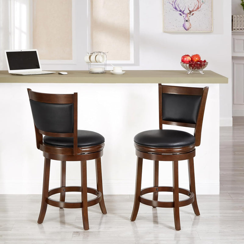 Woven Counter Stool Kitchen Height Barstool Backrest Wooden