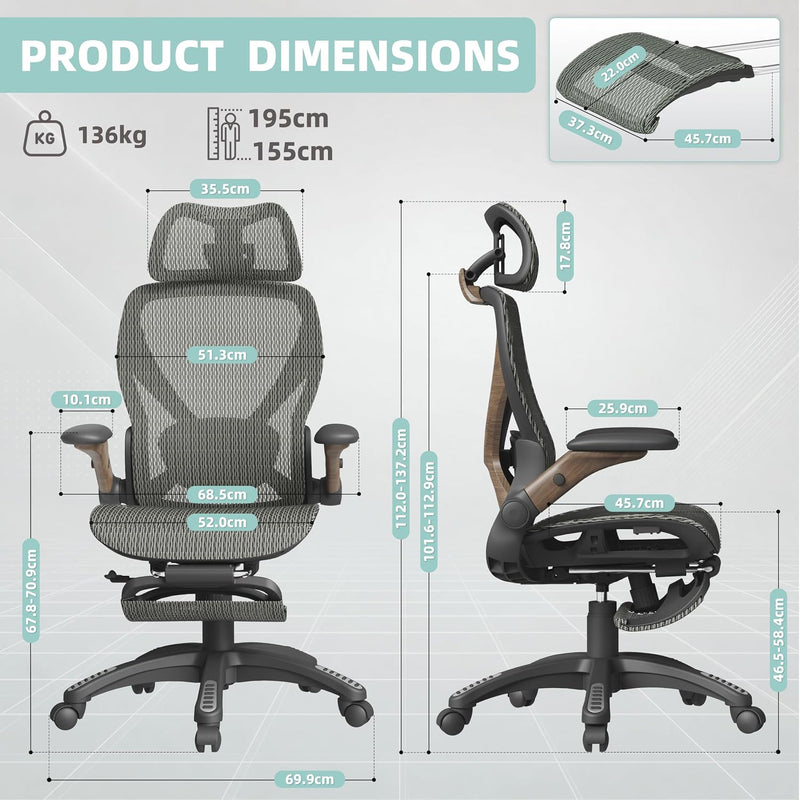 X100 Ergonomic Office Chair Mesh Back 10CM Padded