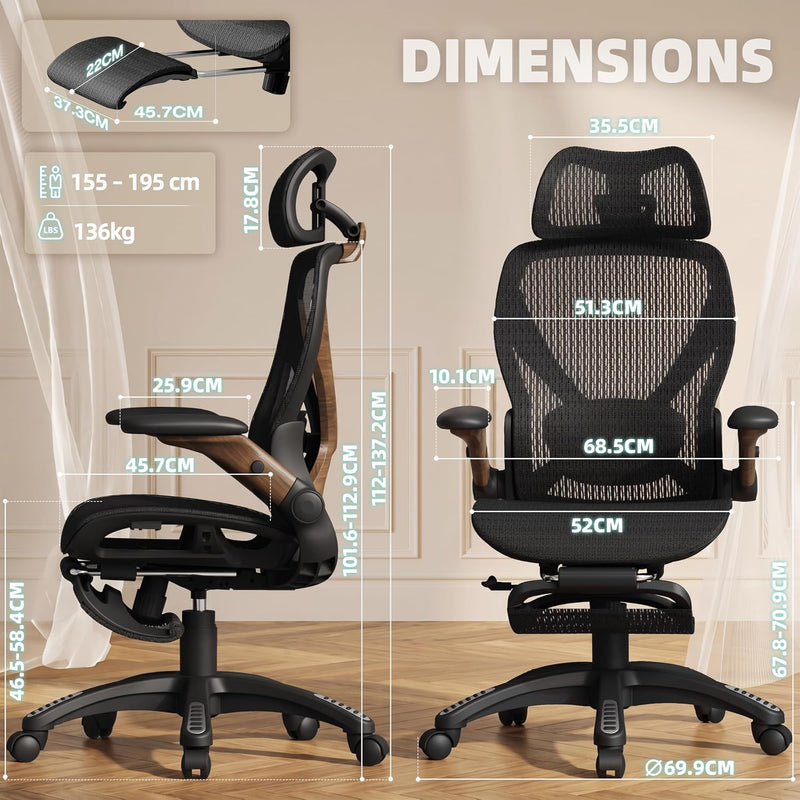 X100 Ergonomic Office Chair Mesh Back 10CM Padded