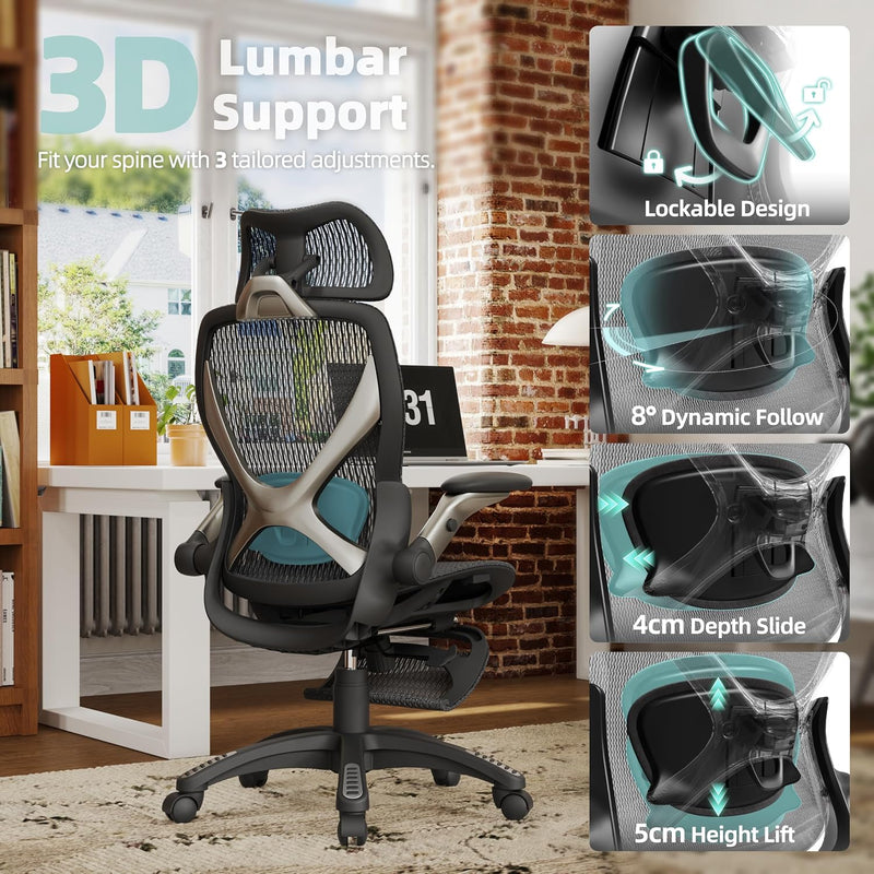X100 Ergonomic Office Chair Mesh Back 10CM Padded