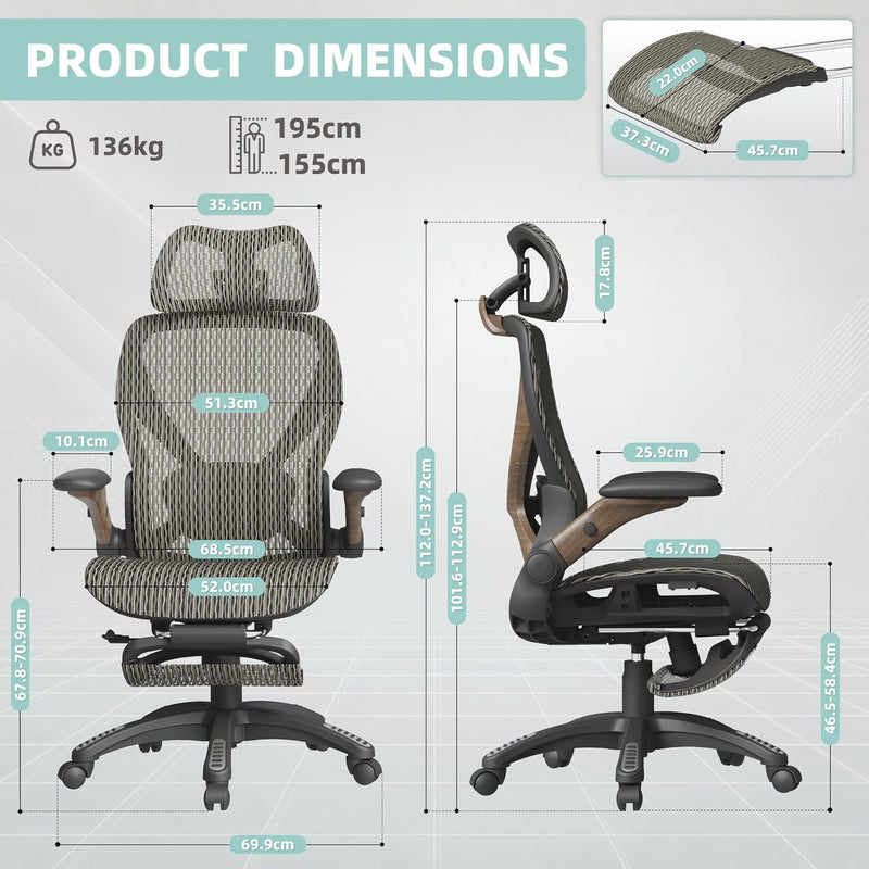 X100 Ergonomic Office Chair Mesh Back 10CM Padded