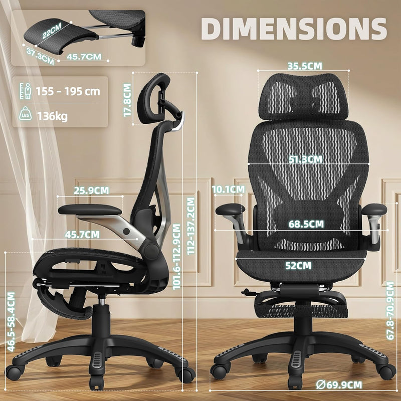 X100 Ergonomic Office Chair Mesh Back 10CM Padded