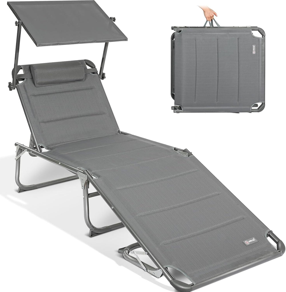 Xxl Aluminium Sun Lounger with Roof Three-Legged Beach