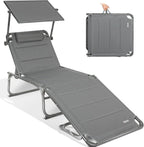 Xxl Aluminium Sun Lounger with Roof Three-Legged Beach