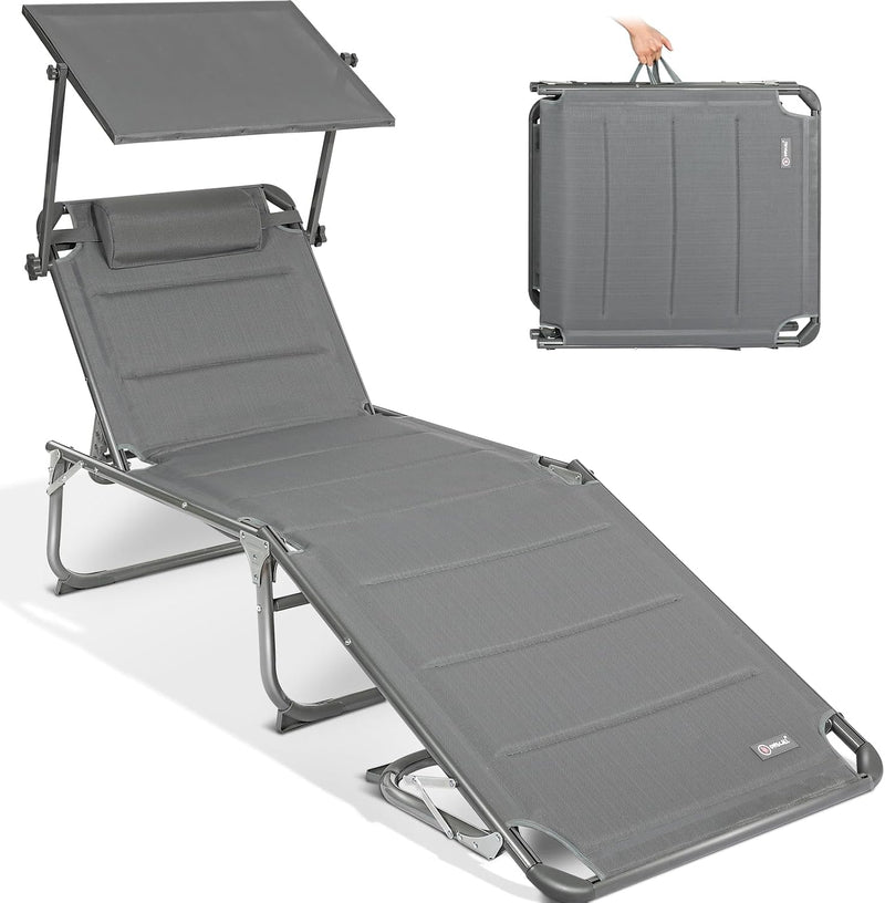Xxl Aluminium Sun Lounger with Roof Three-Legged Beach