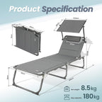 Xxl Aluminium Sun Lounger with Roof Three-Legged Beach