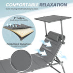 Xxl Aluminium Sun Lounger with Roof Three-Legged Beach