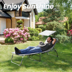 Xxl Aluminium Sun Lounger with Roof Three-Legged Beach