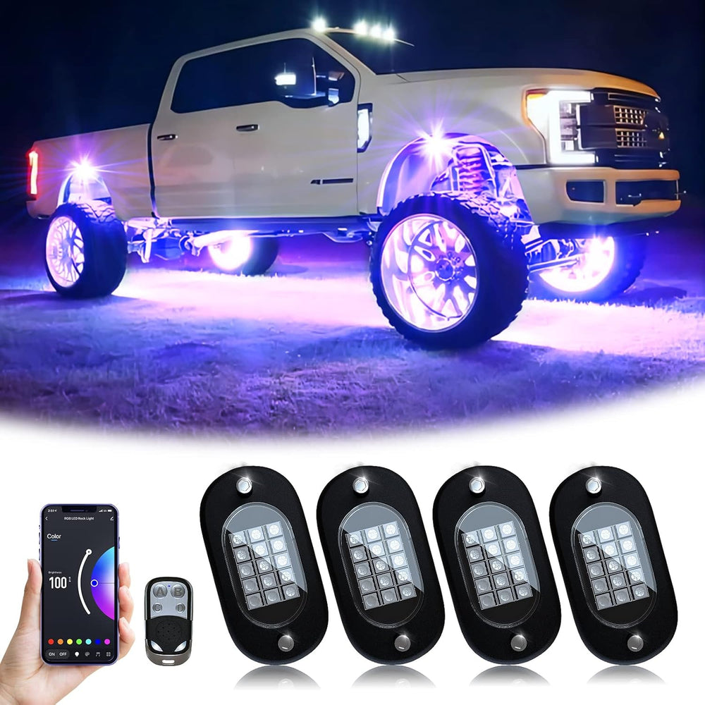 Yilaie RGB LED Rock Lights 4pcs Underglow Light