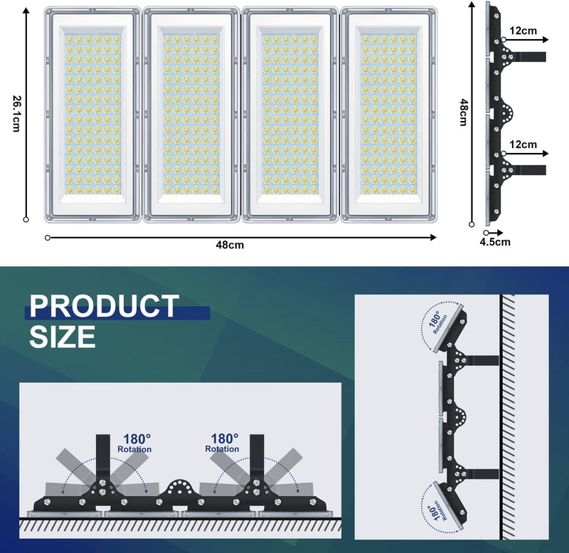 300W LED Floodlight 30000lm 3 in 1 Flood (2 Pack)