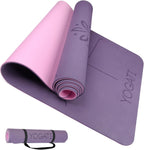 Yoga Mat with Alignment Lines. Mats Carry Strap
