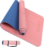 Yoga Mat with Alignment Lines. Mats Carry Strap