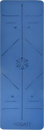 Yoga Mat with Alignment Lines. Mats Carry Strap