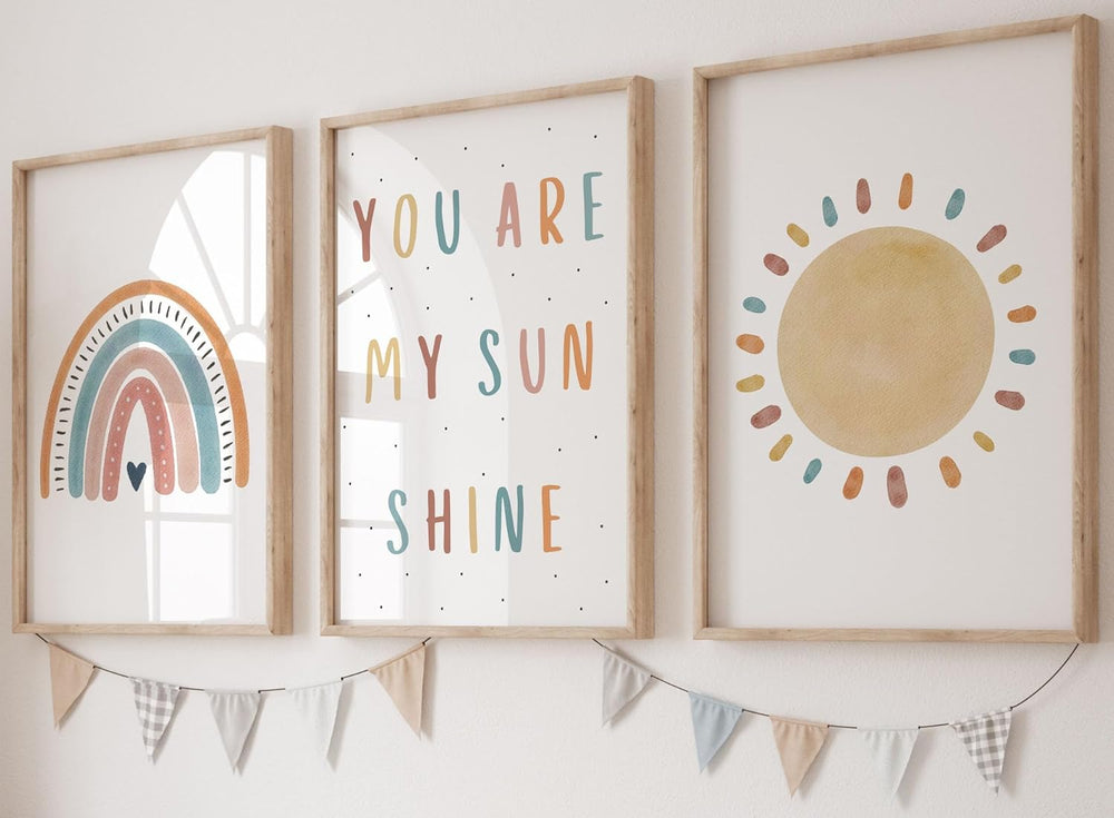 You Are My Sunshine Unframed Prints with Rainbow (Set of 3)