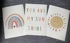 You Are My Sunshine Unframed Prints with Rainbow (Set of 3)
