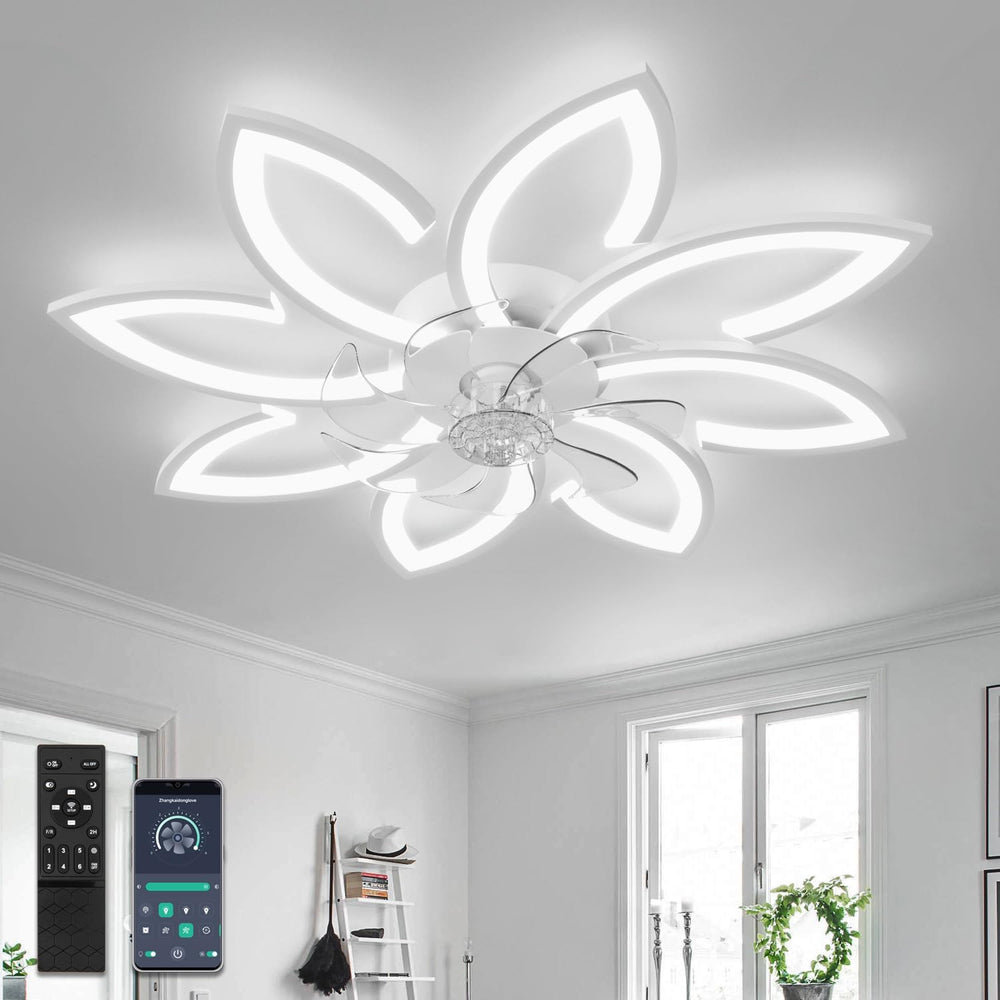 35.4" Ceiling Fans with Lights and Remote LED