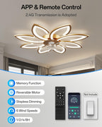35.4" Ceiling Fans with Lights and Remote LED
