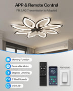 35.4" Ceiling Fans with Lights and Remote LED