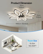 35.4" Ceiling Fans with Lights and Remote LED