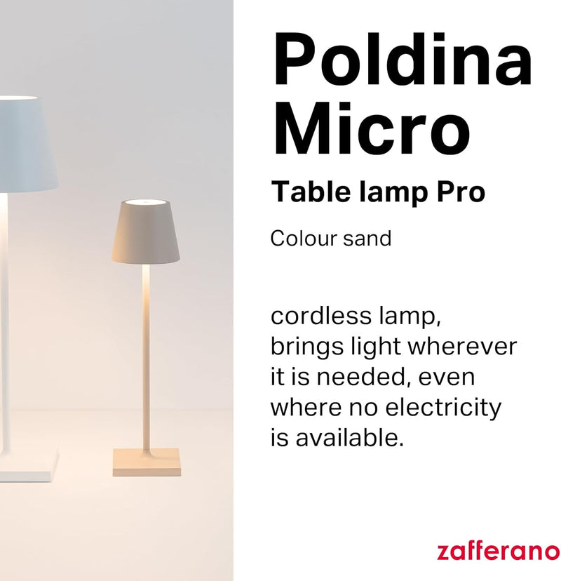 Poldina Micro Lamp Rechargeable Cordless Table with Touch