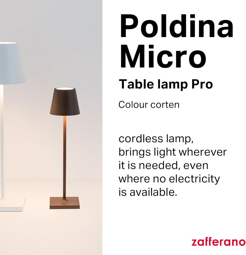 Poldina Micro Lamp Rechargeable Cordless Table with Touch