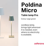 Zafferano Poldina Micro Lamp Rechargeable Cordless Table